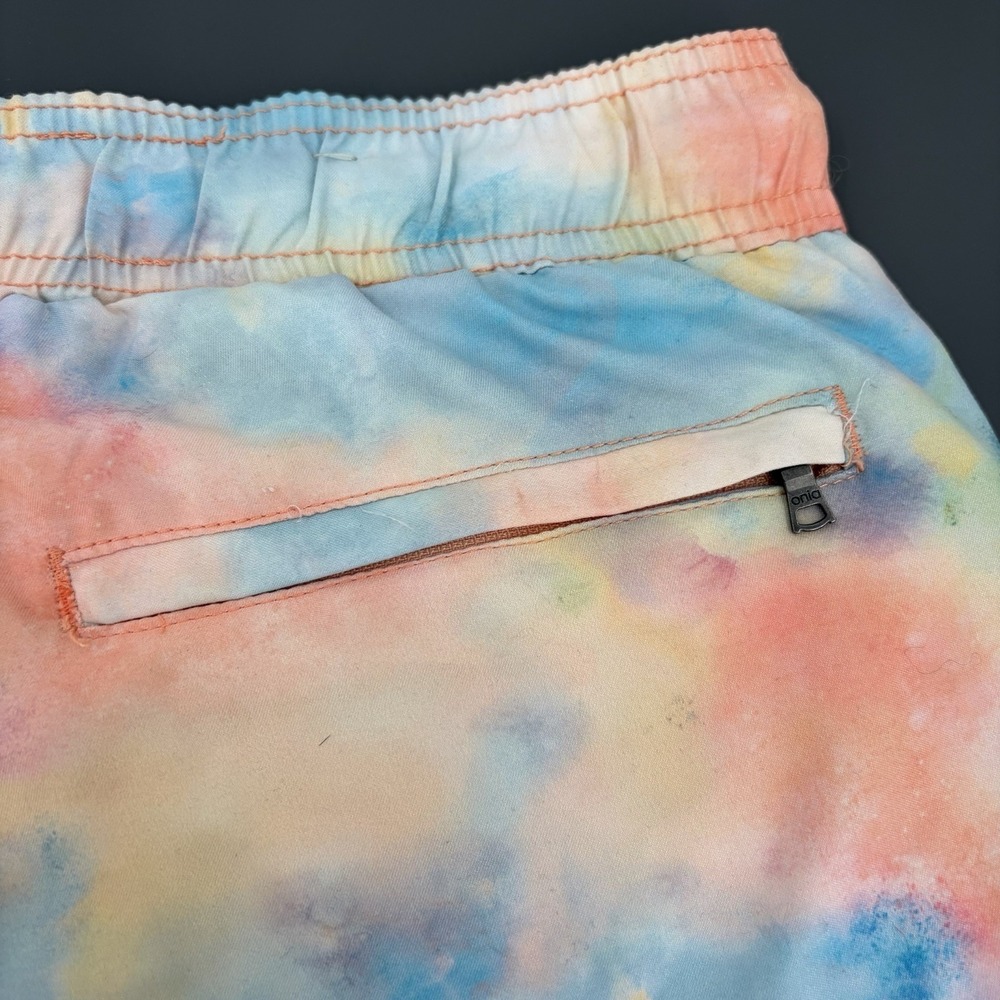 Onia The Charles Swim Trunks Men's M Pastel Tie Dye Liner Zip Pocket 5" Inseam‎ - Picture 3 of 11